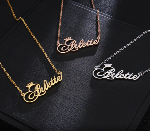 “Crowned Script” Custom Name Necklace