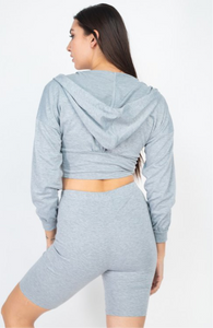 Camille Cropped Hoodie & Biker Short Set