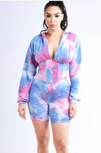 Cargar imagen en el visor de la galería, Camille Set - Tie Dye Jersey Hoodie Short Set