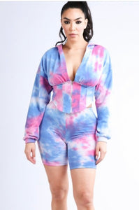 Camille Set - Tie Dye Jersey Hoodie Short Set