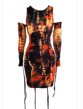 Load image into Gallery viewer, DAT FIRE - Open Shoulder Rouched Dress , VPB CURVE