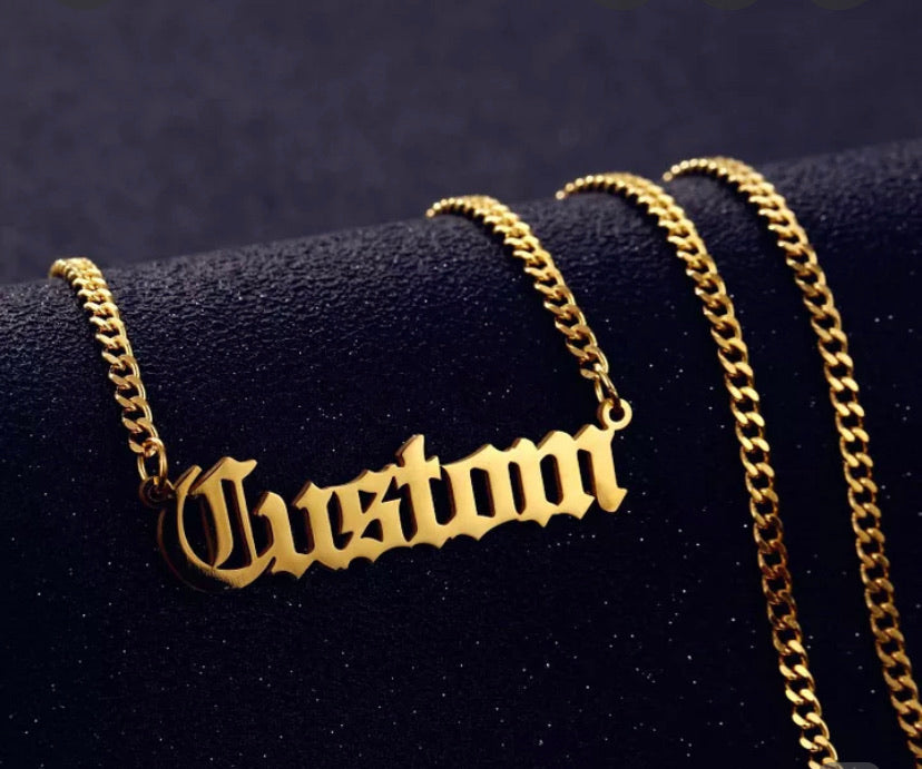 “Old English “ Mens Custom Name Necklace