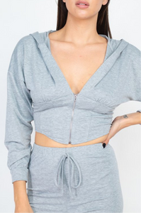 Camille Cropped Hoodie & Biker Short Set