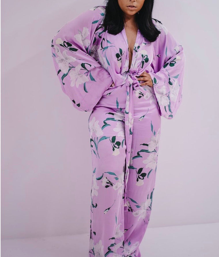 Floral Bae - Kimono Style wide-leg Jumpsuit