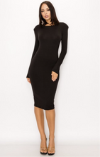 Load image into Gallery viewer, Grace-Fitted padded shoulder midi dress