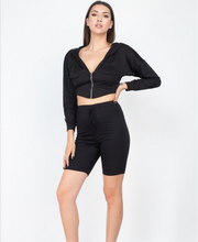 Cargar imagen en el visor de la galería, Camille Cropped Hoodie &amp; Biker Short Set