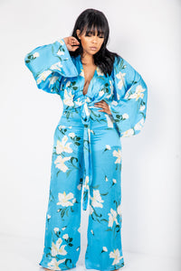 Floral Bae - Kimono Style wide-leg Jumpsuit