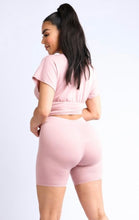 Load image into Gallery viewer, Snatched Waist Tee &amp; Biker Short Set PINK