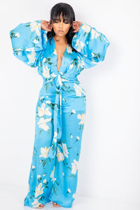 Floral Bae - Kimono Style wide-leg Jumpsuit