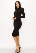 Load image into Gallery viewer, Grace-Fitted padded shoulder midi dress