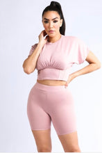 Load image into Gallery viewer, Snatched Waist Tee &amp; Biker Short Set PINK